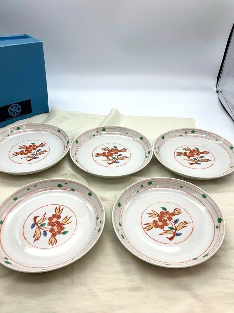 Amazon | 保管品 たち吉 お皿 5枚セット 赤絵 銘々皿 花柄